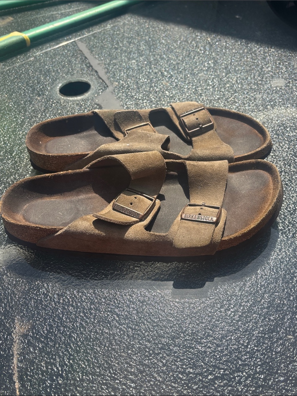 Birkenstock Arizona unisex Brown Suede Two-Strap Sandals with Buckles